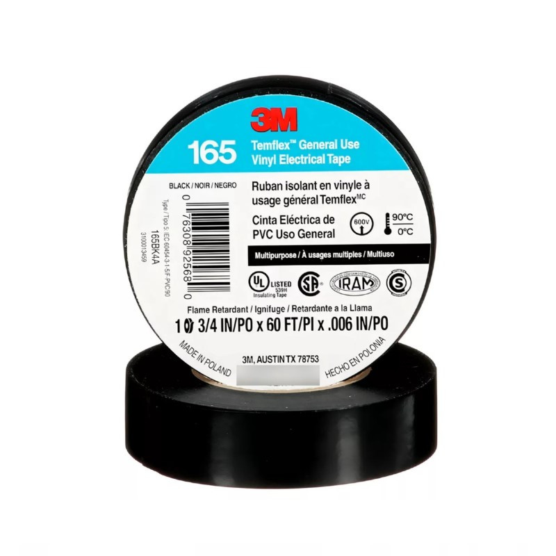 CINTA AISLADORA PVC 9 MT NEGRO (165) - 3M